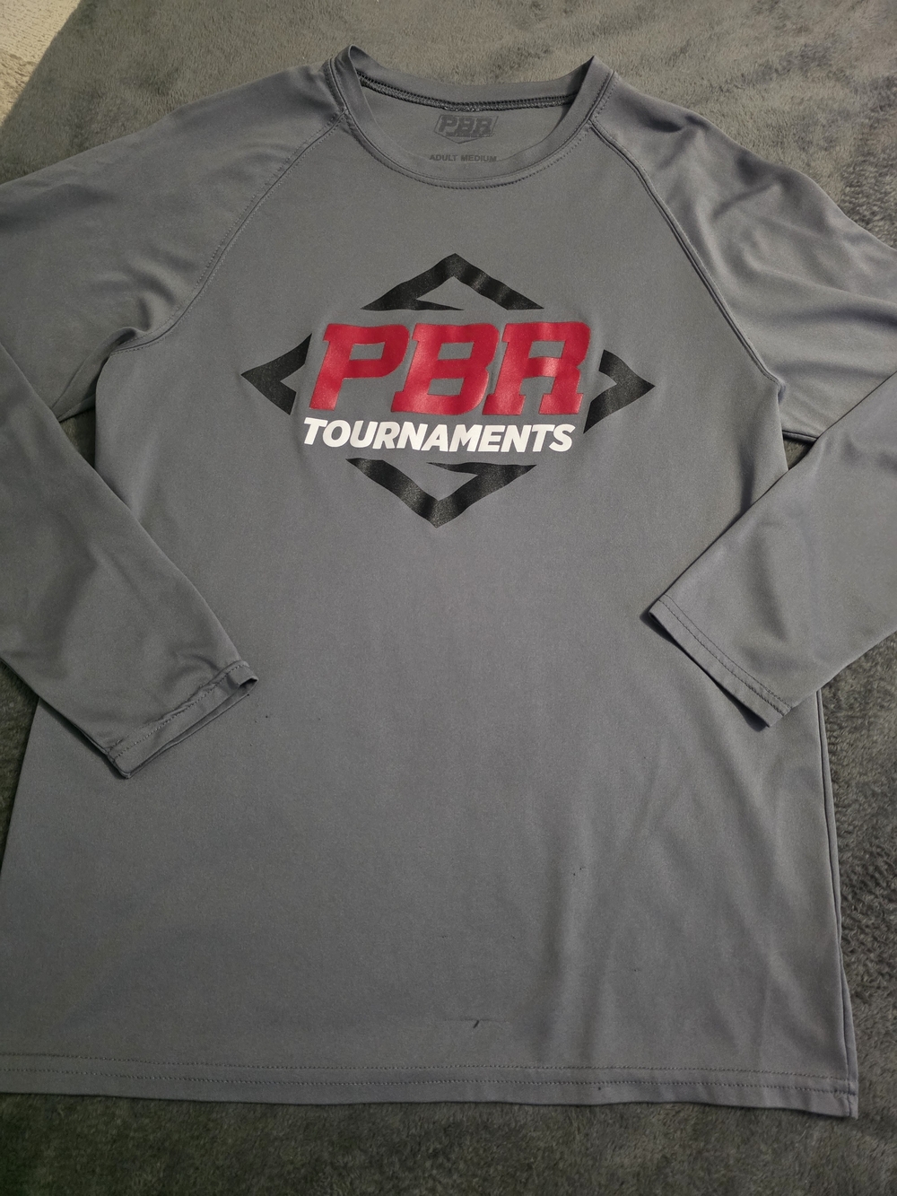 PBR baseball Men’s Gray Long-Sleeve Performance Shirt - Picture 1 of 4